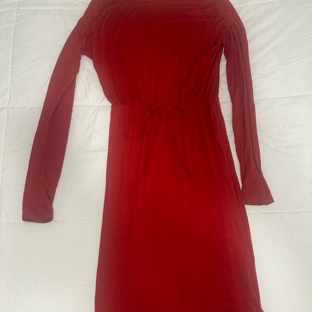 Elegant Burnt Orange Long Sleeve Dress